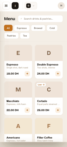 Kahwa POS on mobile